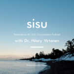 meaning of sisu with Dr. Hilary Virtanen- background of text is of Lake Superior after sunset