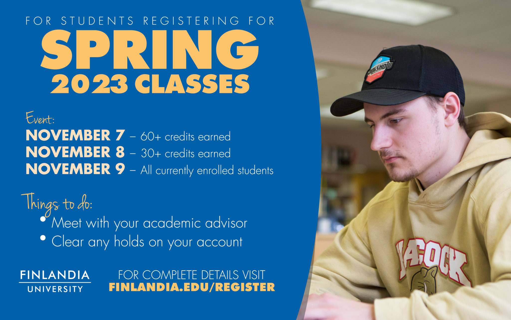 Registration dates for Spring 2023 classes Finlandia University